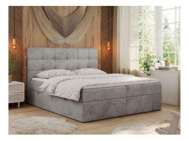 Łóżko kontynentalne ERNI 200x200 - H3 - jasnoszary, welwet