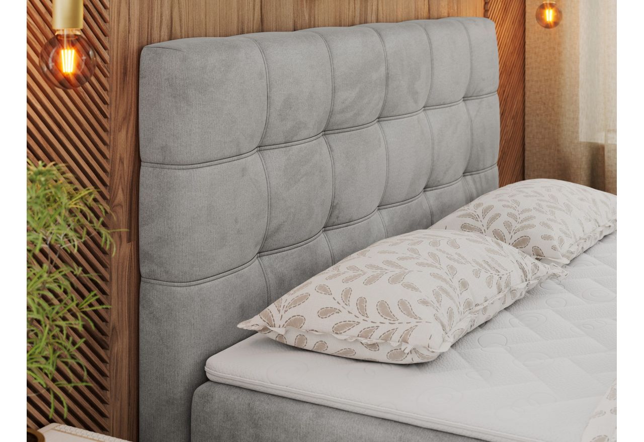 Łóżko kontynentalne ERNI 120x200 - H4 - jasnoszary, welwet