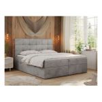 Łóżko kontynentalne ERNI 140x200 - H4 - jasnoszary, welwet