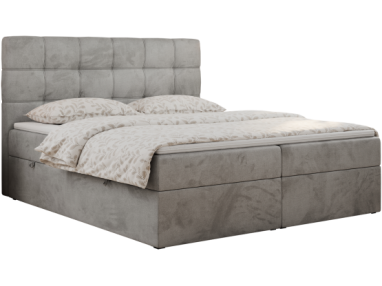 Łóżko kontynentalne ERNI 140x200 - H4 - jasnoszary, welwet