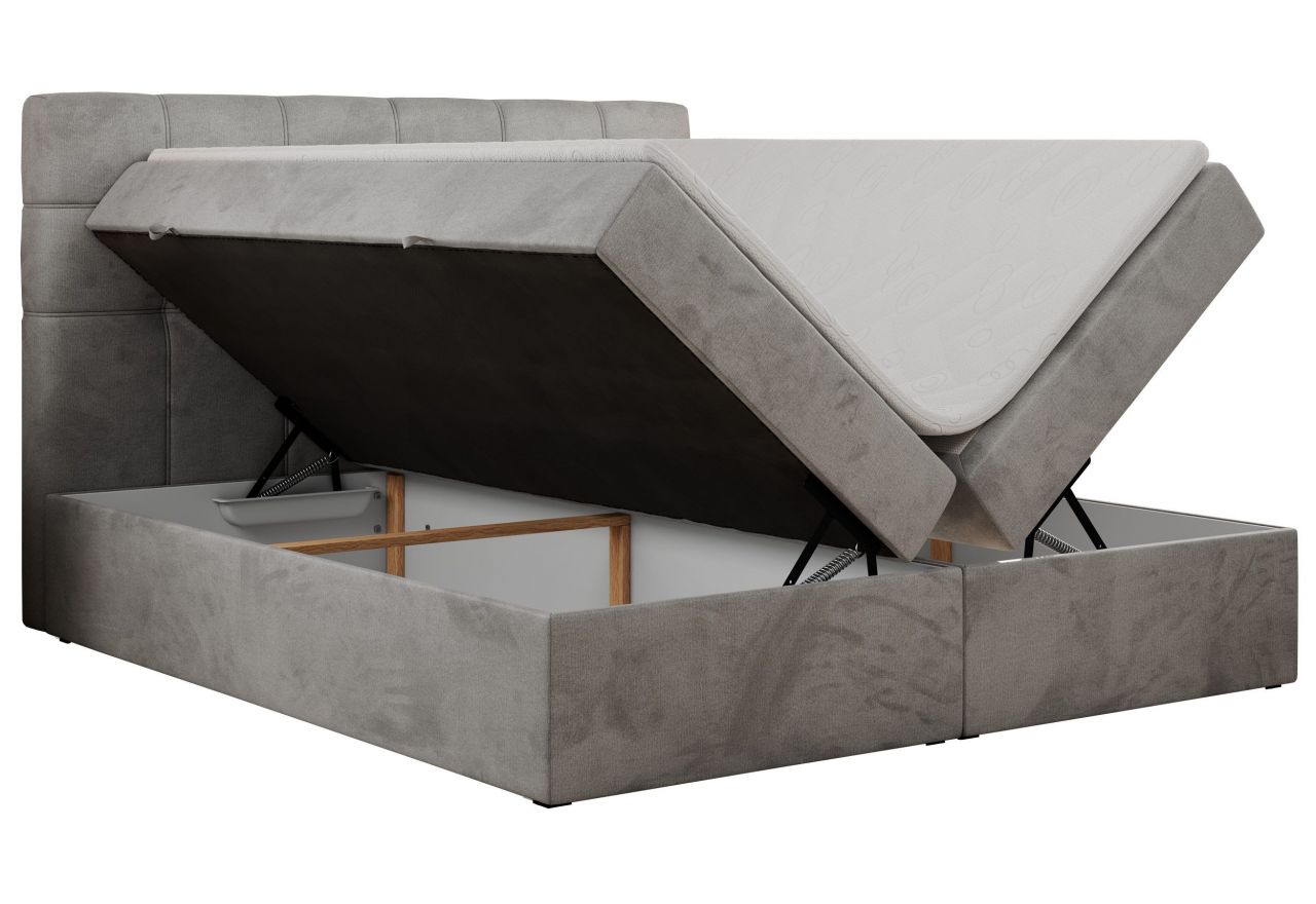 Łóżko kontynentalne ERNI 200x200 - H4 - jasnoszary, welwet