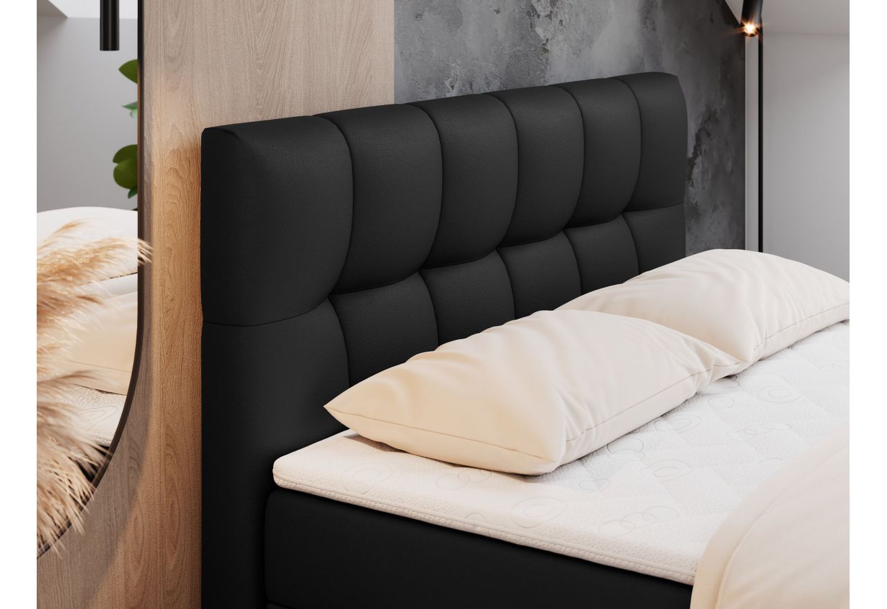 Łóżko kontynentalne RICO 140x200 - H3 - czarny, ekoskóra