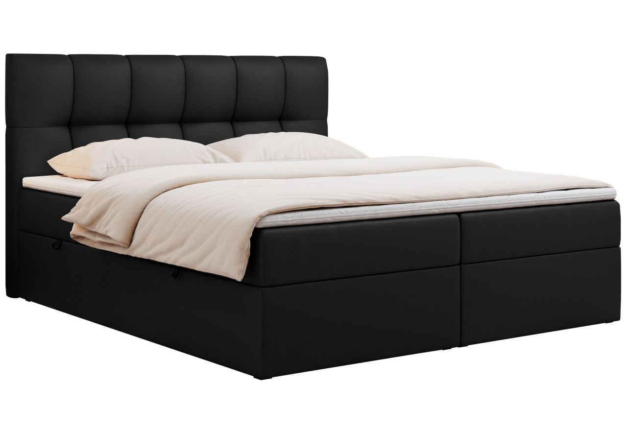 Łóżko kontynentalne RICO 140x200 - H3 - czarny, ekoskóra
