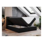 Łóżko kontynentalne RICO 160x200 - H3 - czarny, ekoskóra