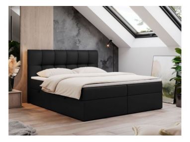 Łóżko kontynentalne RICO 200x200 - H3 - czarny, ekoskóra