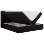 Łóżko kontynentalne RICO 200x200 - H3 - czarny, ekoskóra