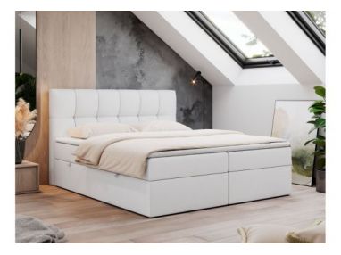 Łóżko kontynentalne RICO 120x200 - H4 - biały, ekoskóra