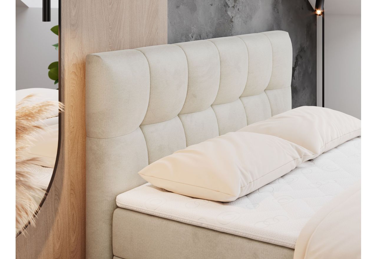 Łóżko kontynentalne RICO 140x200 - H3 - beżowy, welwet