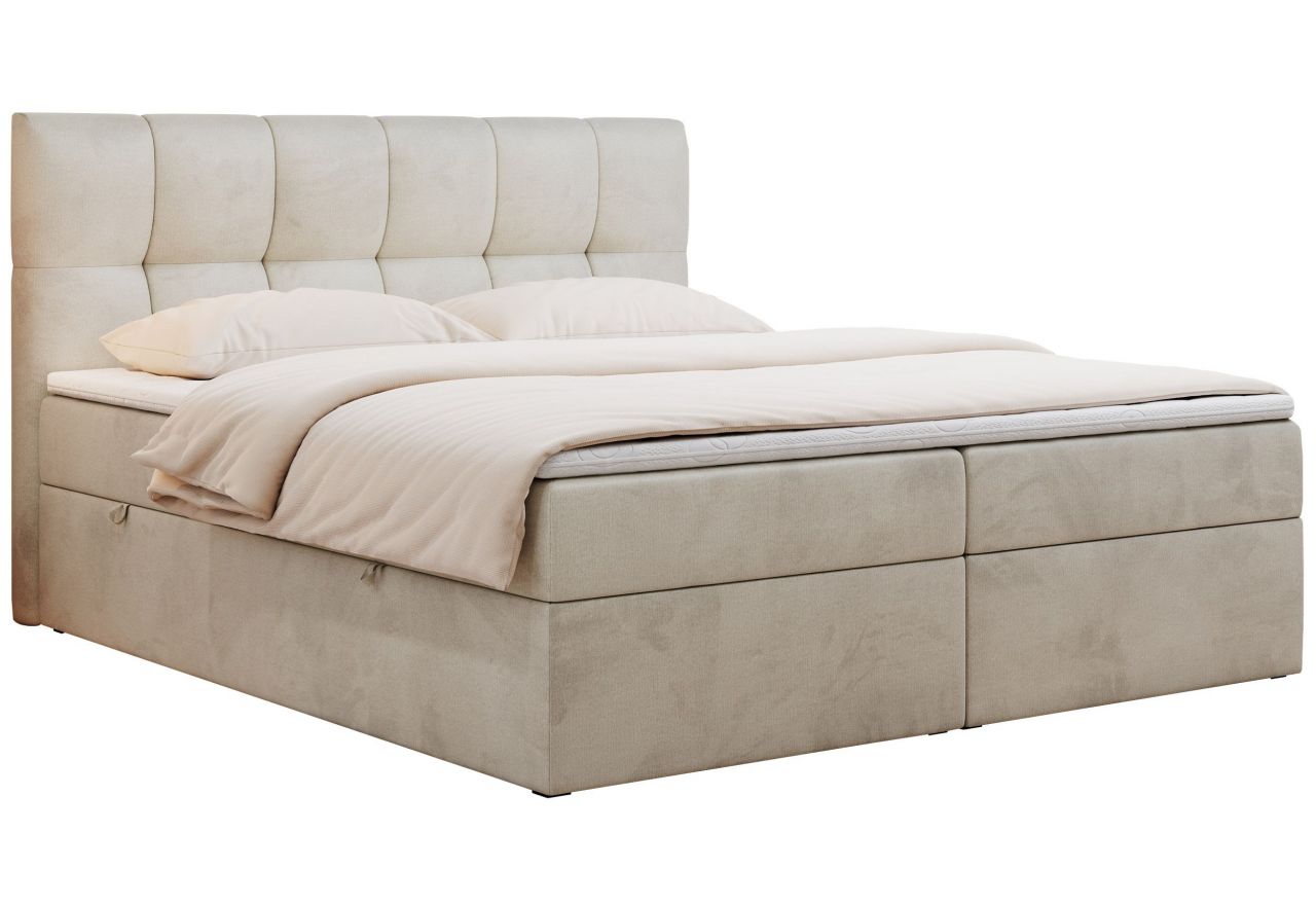 Łóżko kontynentalne RICO 160x200 - H3 - beżowy, welwet