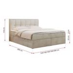 Łóżko kontynentalne RICO 180x200 - H3 - beżowy, welwet