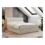 Łóżko kontynentalne RICO 140x200 - H4 - beżowy, welwet