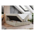 Łóżko kontynentalne RICO 140x200 - H4 - beżowy, welwet