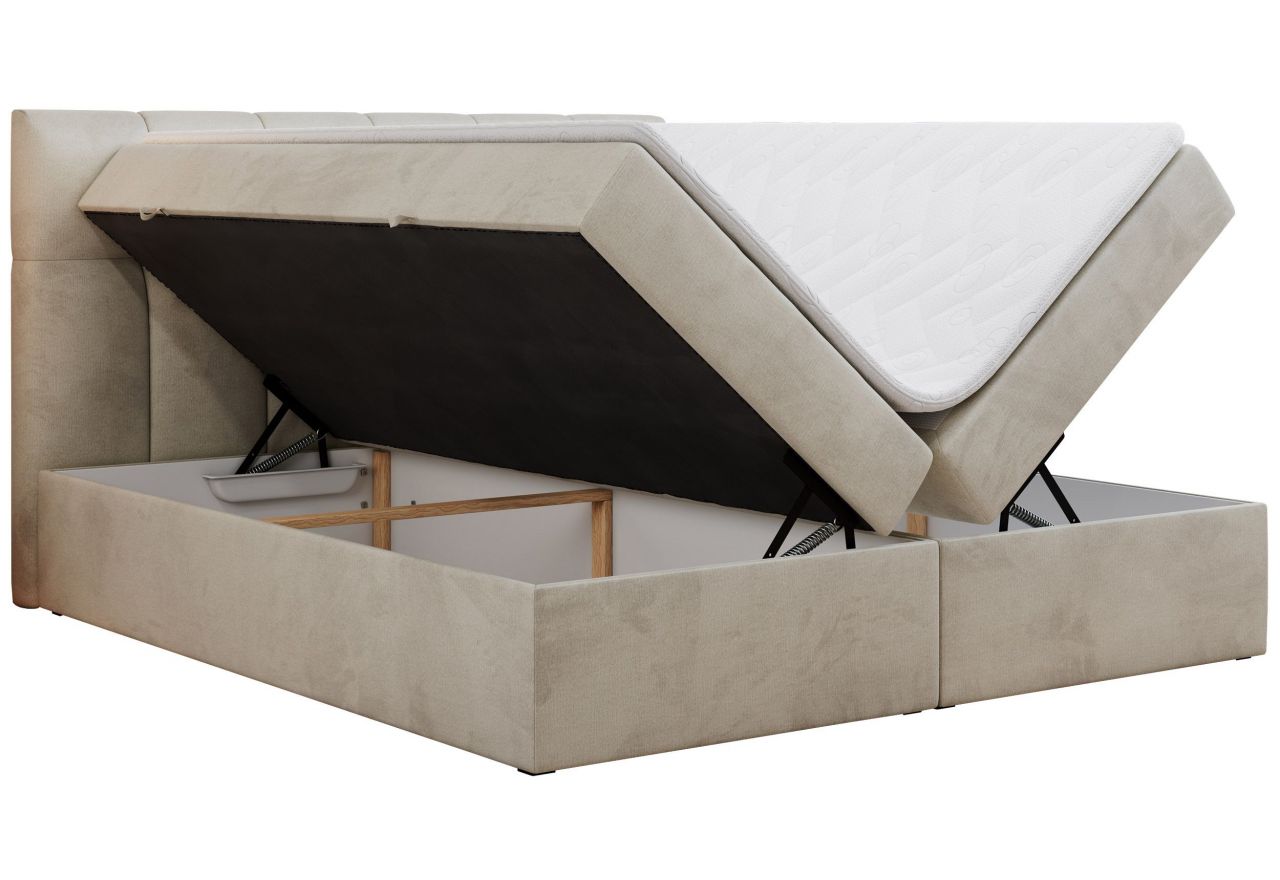 Łóżko kontynentalne RICO 140x200 - H4 - beżowy, welwet