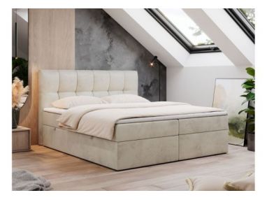 Łóżko kontynentalne RICO 160x200 - H4 - beżowy, welwet