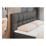 Łóżko kontynentalne RICO 140x200 - H3 - szary, ekoskóra