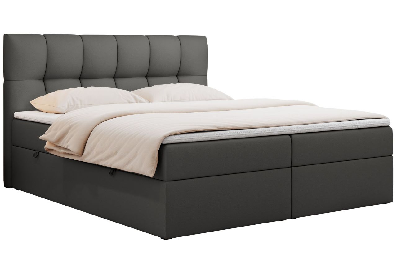 Łóżko kontynentalne RICO 140x200 - H3 - szary, ekoskóra