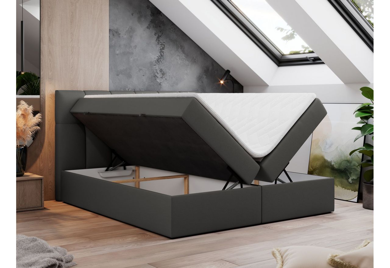 Łóżko kontynentalne RICO 180x200 - H3 - szary, ekoskóra