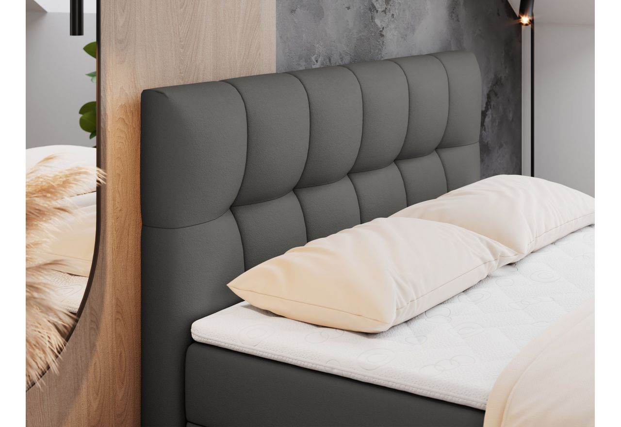 Łóżko kontynentalne RICO 180x200 - H3 - szary, ekoskóra