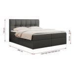 Łóżko kontynentalne RICO 120x200 - H4 - szary, ekoskóra