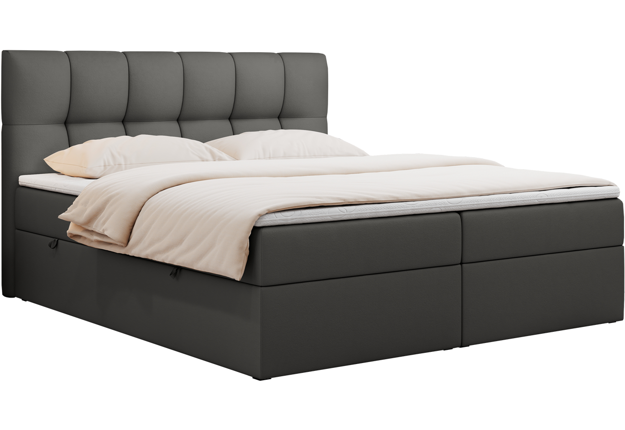 Łóżko kontynentalne RICO 140x200 - H4 - szary, ekoskóra