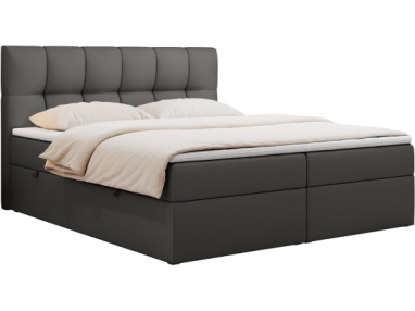 Łóżko kontynentalne RICO 160x200 - H4 - szary, ekoskóra