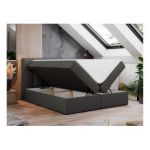 Łóżko kontynentalne RICO 160x200 - H4 - szary, ekoskóra