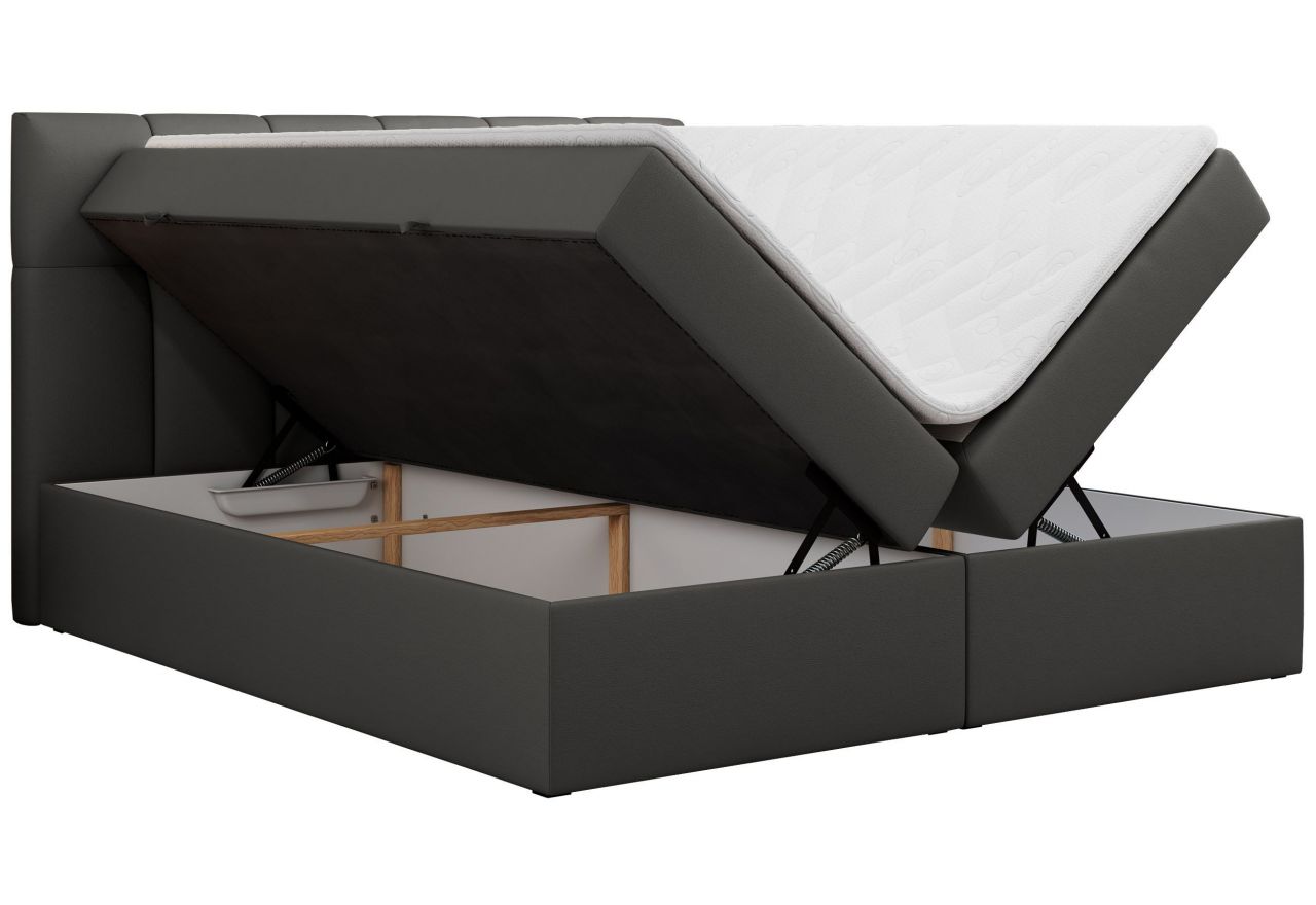 Łóżko kontynentalne RICO 180x200 - H4 - szary, ekoskóra