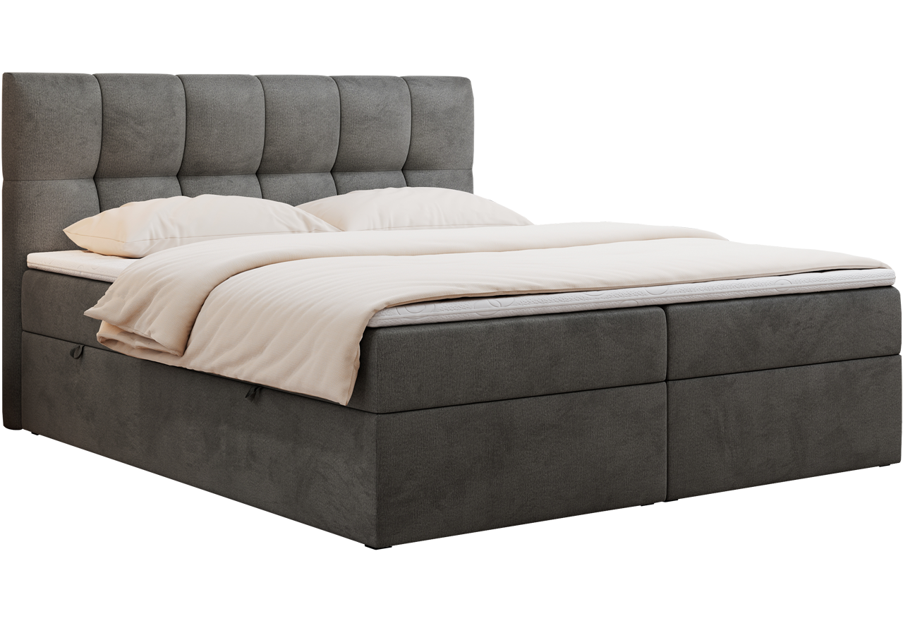 Łóżko kontynentalne RICO 140x200 - H3 - ciemnoszary, welwet