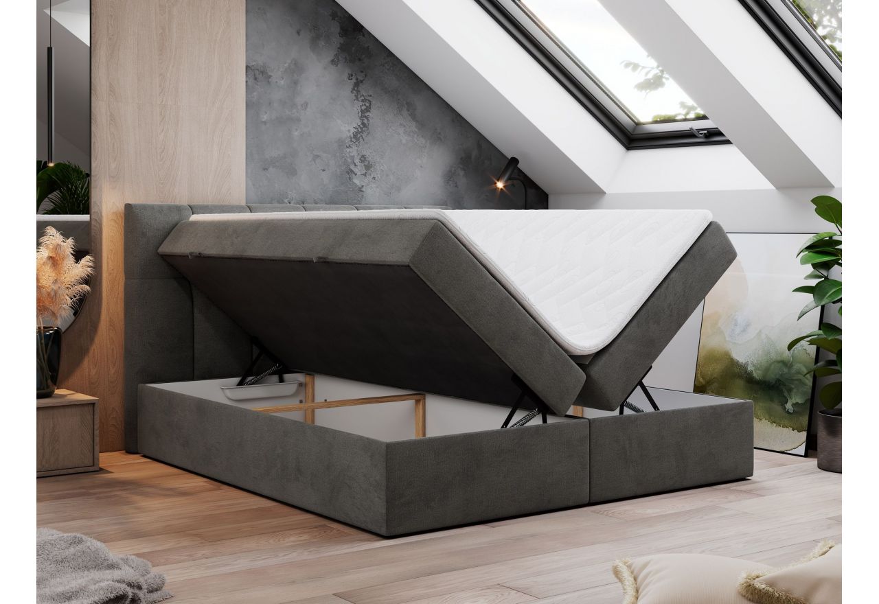 Łóżko kontynentalne RICO 140x200 - H3 - ciemnoszary, welwet