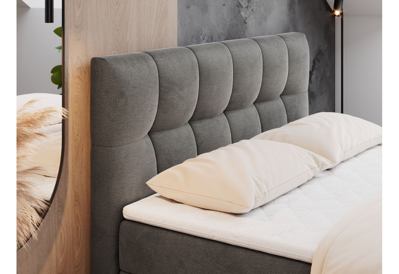 Łóżko kontynentalne RICO 140x200 - H3 - ciemnoszary, welwet