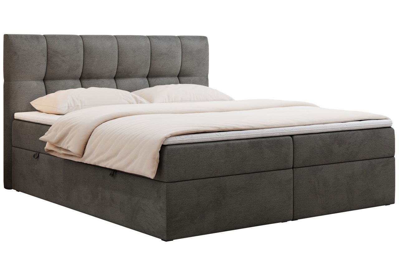 Łóżko kontynentalne RICO 140x200 - H4 - ciemnoszary, welwet
