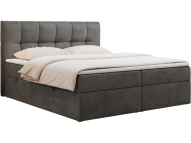 Łóżko kontynentalne RICO 200x200 - H4 - ciemnoszary, welwet