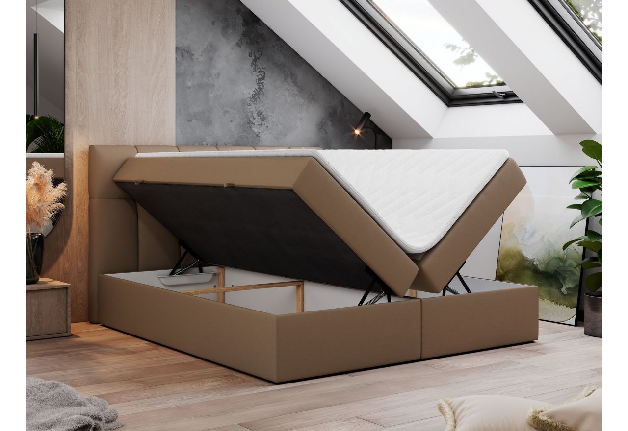 Łóżko kontynentalne RICO 120x200 - H3 - brązowy, ekoskóra