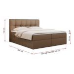 Łóżko kontynentalne RICO 160x200 - H3 - brązowy, ekoskóra