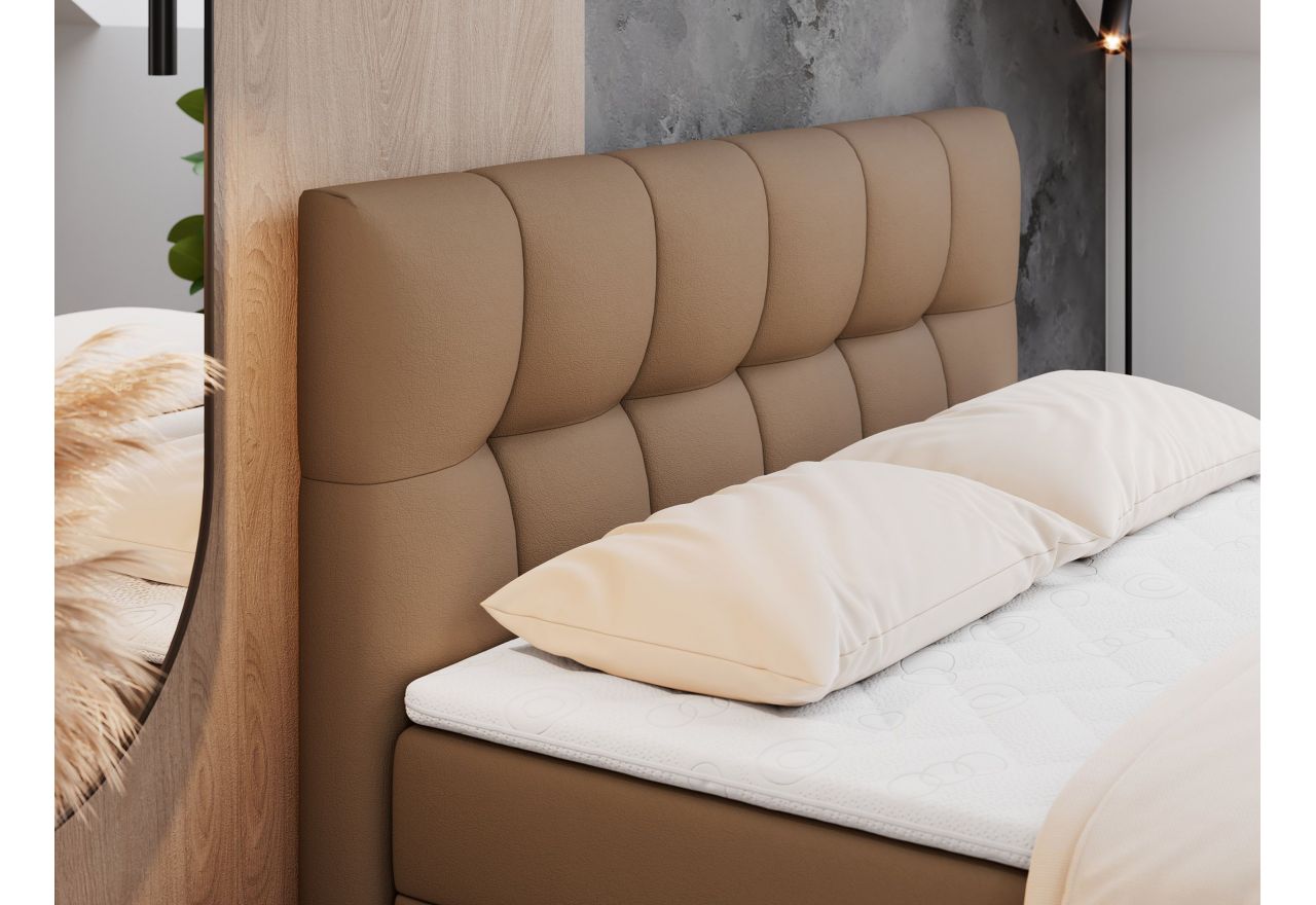 Łóżko kontynentalne RICO 160x200 - H3 - brązowy, ekoskóra