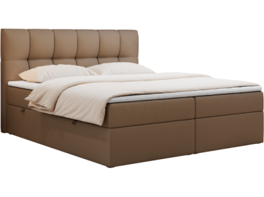 Łóżko kontynentalne RICO 200x200 - H3 - brązowy, ekoskóra