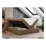 Łóżko kontynentalne RICO 160x200 - H4 - brązowy, ekoskóra