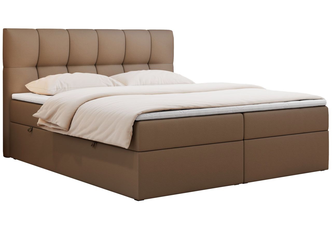 Łóżko kontynentalne RICO 180x200 - H4 - brązowy, ekoskóra