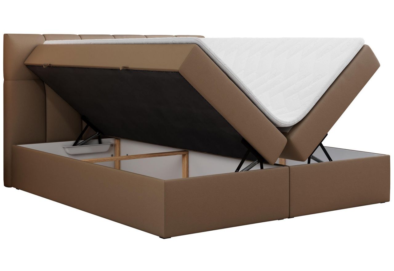Łóżko kontynentalne RICO 200x200 - H4 - brązowy, ekoskóra