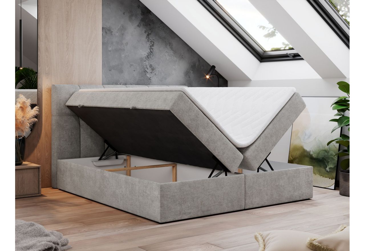 Łóżko kontynentalne RICO 180x200 - H3 - jasnoszary, struktura