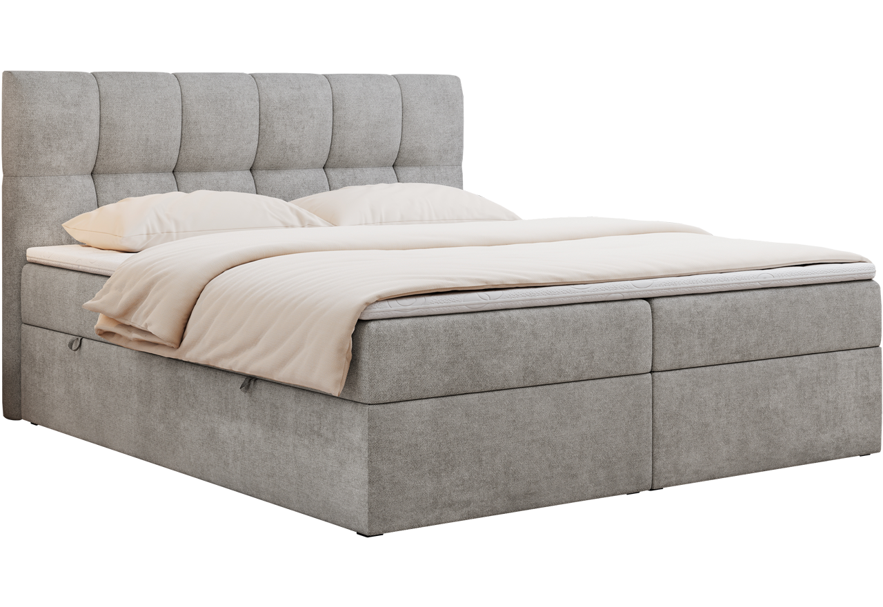 Łóżko kontynentalne RICO 200x200 - H3 - jasnoszary, struktura
