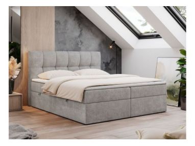 Łóżko kontynentalne RICO 200x200 - H4 - jasnoszary, struktura