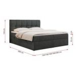 Łóżko kontynentalne RICO 160x200 - H3 - ciemnoszary, struktura