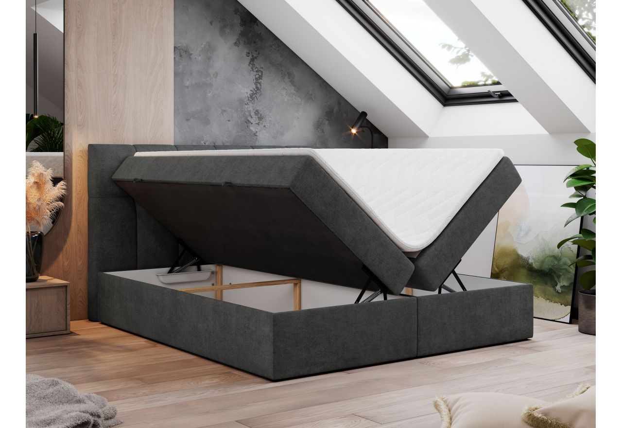 Łóżko kontynentalne RICO 200x200 - H3 - ciemnoszary, struktura