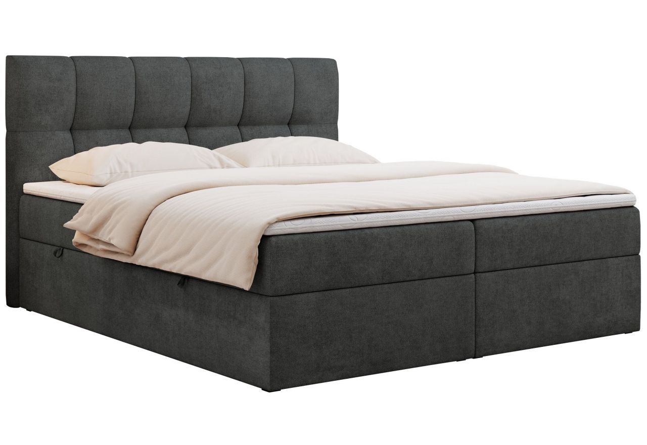 Łóżko kontynentalne RICO 200x200 - H3 - ciemnoszary, struktura