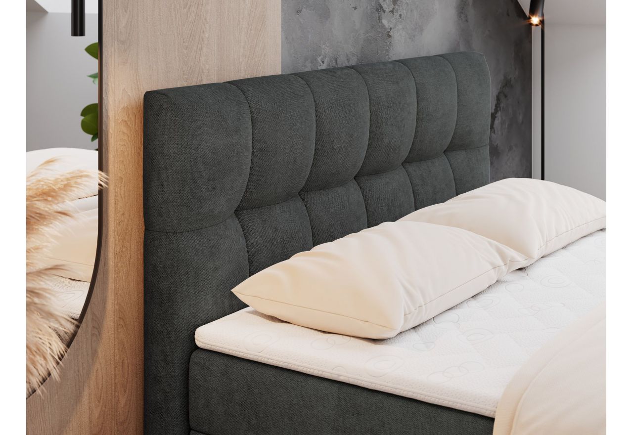 Łóżko kontynentalne RICO 200x200 - H4 - ciemnoszary, struktura