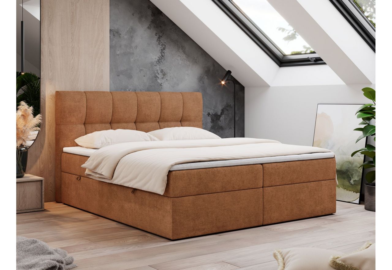 Łóżko kontynentalne RICO 140x200 - H3 - pomarańczowy, struktura