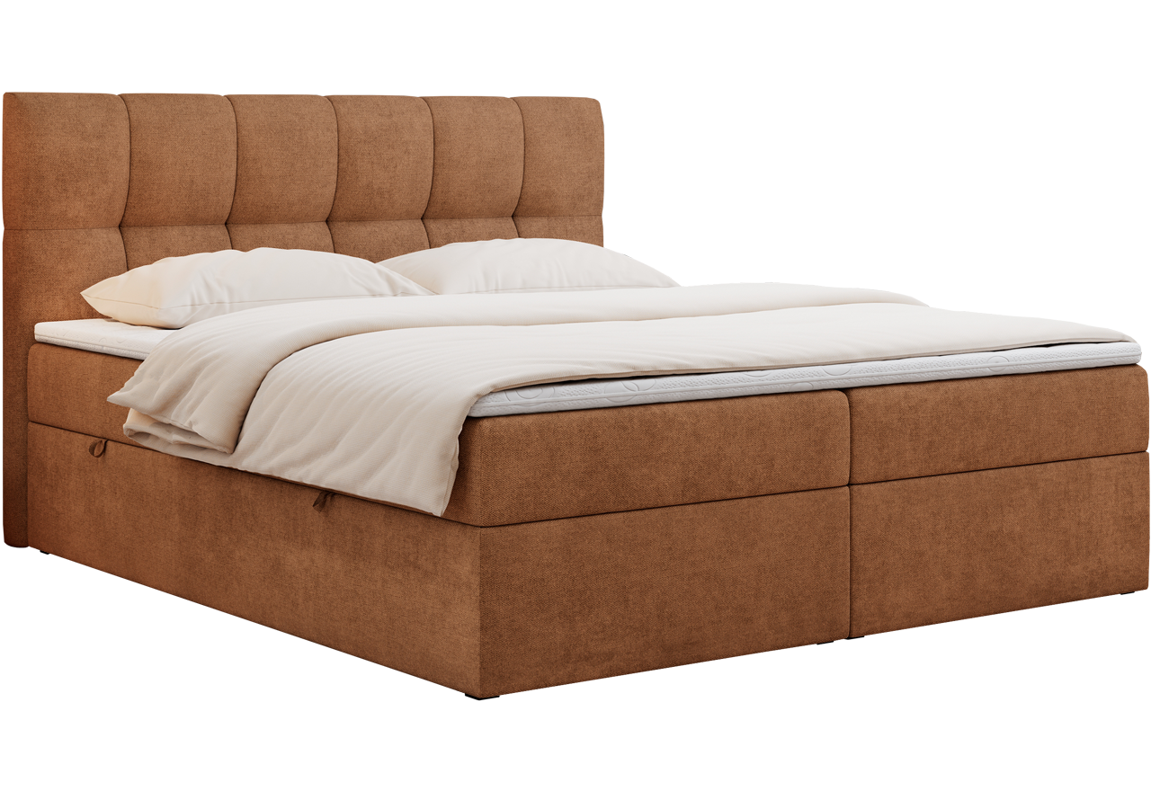 Łóżko kontynentalne RICO 140x200 - H3 - pomarańczowy, struktura