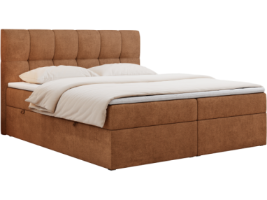 Łóżko kontynentalne RICO 200x200 - H3 - pomarańczowy, struktura