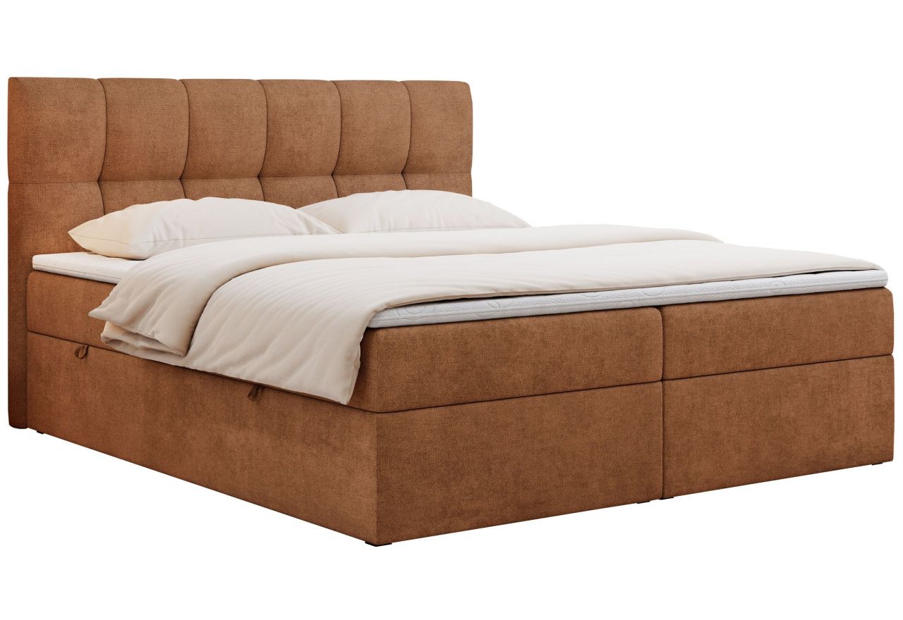 Łóżko kontynentalne RICO 200x200 - H3 - pomarańczowy, struktura